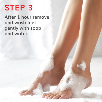 Remove the sock packs and wash feet gently with soap and water. Water activates Baby Foot®. Saturate feet daily for effective peeling to occur